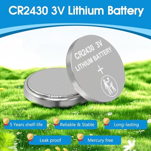 CR2430 Battery, 3V Lithium Coin Battery 10 Count Pack, CR 2430 3 Volt Button Cell Battery Replacement for Remote Controls, Car Key Fobs, Watches, Calculators, Thermometers in Kuwait