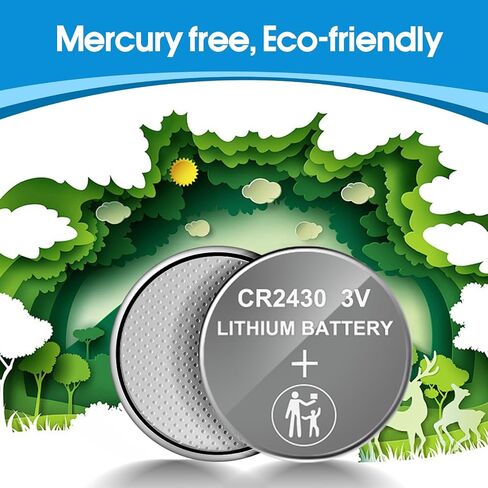 CR2430 Battery, 3V Lithium Coin Battery 10 Count Pack, CR 2430 3 Volt Button Cell Battery Replacement for Remote Controls, Car Key Fobs, Watches, Calculators, Thermometers in Kuwait