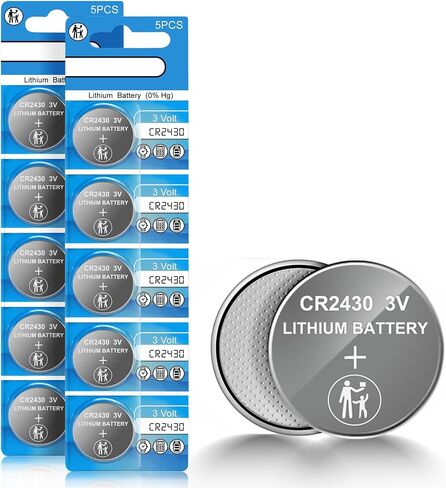 CR2430 Battery, 3V Lithium Coin Battery 10 Count Pack, CR 2430 3 Volt Button Cell Battery Replacement for Remote Controls, Car Key Fobs, Watches, Calculators, Thermometers in Kuwait