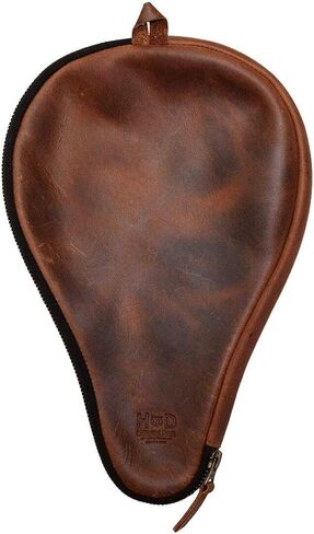 Hide & Drink, Ping Pong Paddle Case, Table Tennis Paddle Bag, Classic Storage for Paddle, Travel Accessory, Full Grain Leather, Handmade, Bourbon Brown in Saudi Arabia
