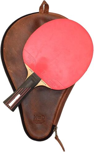 Hide & Drink, Ping Pong Paddle Case, Table Tennis Paddle Bag, Classic Storage for Paddle, Travel Accessory, Full Grain Leather, Handmade, Bourbon Brown in Saudi Arabia