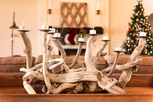Karma Gifts Driftwood Candle Holder Bleached Large HORIZONAL in Saudi Arabia