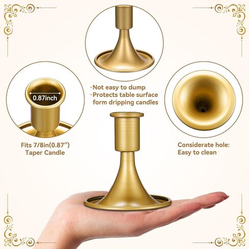 36 Pcs Candlestick Holders for Wedding Gold Taper Candle Holders Bulk Gold Candle Stick Metal Vintage Candle Stick Holder for Vintage Wedding Table Centerpiece Reception Banquet in Kuwait