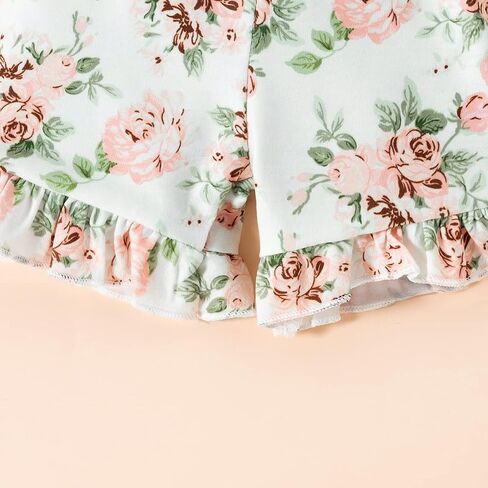 Newborn Baby Girl Outfits Infant Romper Ruffle Onsies Floral Pants Headband Cute Baby Girl Clothes Set in Saudi Arabia