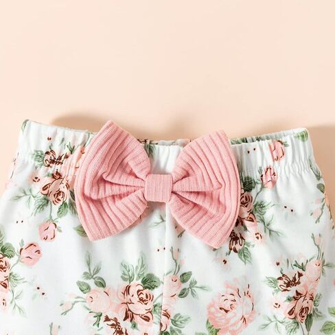 Newborn Baby Girl Outfits Infant Romper Ruffle Onsies Floral Pants Headband Cute Baby Girl Clothes Set in Saudi Arabia