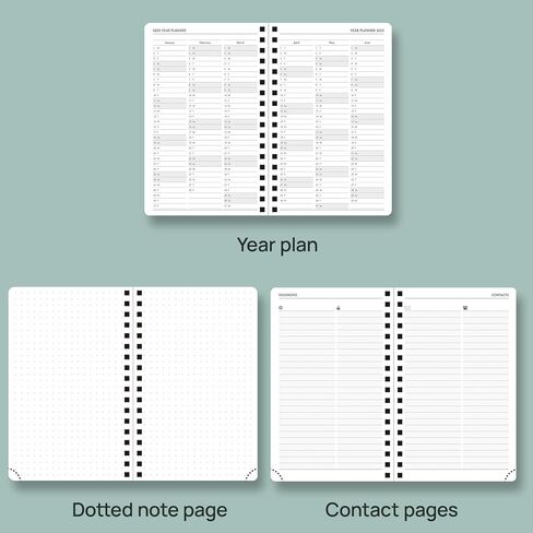 POPRUN Planner 2024-2025 Weekly Notebook Pocket Size 4''x 6.25'' - Small Academic Calendar for Purse with Spiral Soft Cover, Plastic Ruler, Inner Pocket, 100 GSM - Cerulean Blue in Saudi Arabia