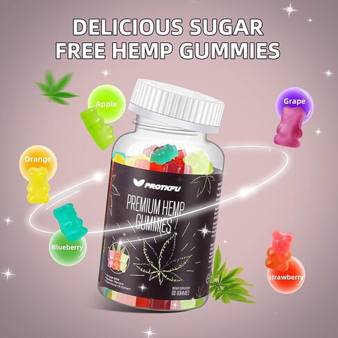 Premium Hemp Gummies - 120 Counts Fruity Gummy Bear with Hemp Oil High Potency for Deep and Healthy Bеdtime - Omega 3 Supplement with Hemp Oil in Kuwait
