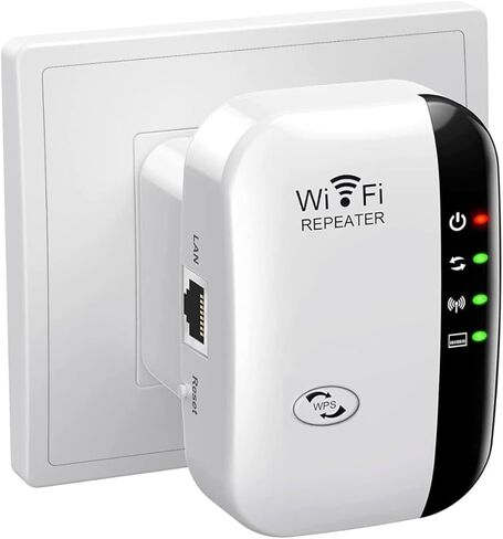 2024 WiFi Extender WiFi Range Extender • مكرر الإنترنت اللاسلكي • موسعات WiFi الداعم للإشارة للمنزل بمساحة تصل إلى 5000 قدم مربع و45 جهازًا • إعداد بمفتاح واحد • نقطة وصول • متوافق مع Alexa in Kuwait