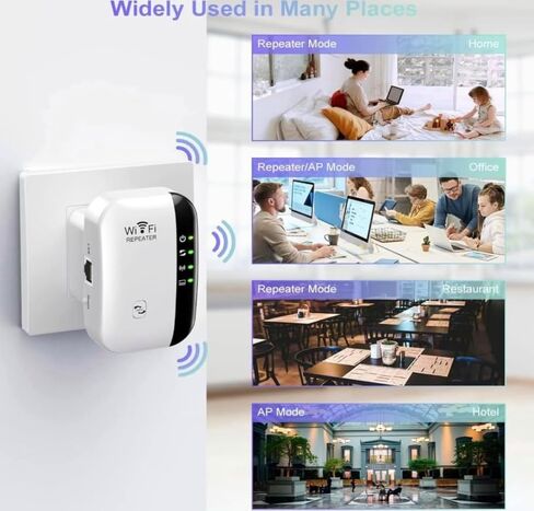 2024 WiFi Extender WiFi Range Extender • مكرر الإنترنت اللاسلكي • موسعات WiFi الداعم للإشارة للمنزل بمساحة تصل إلى 5000 قدم مربع و45 جهازًا • إعداد بمفتاح واحد • نقطة وصول • متوافق مع Alexa in Kuwait