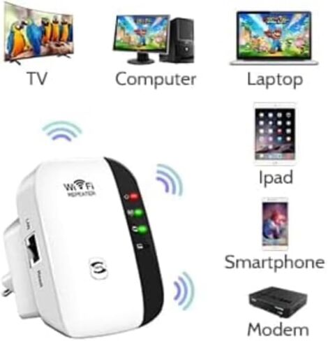 2024 WiFi Extender WiFi Range Extender • مكرر الإنترنت اللاسلكي • موسعات WiFi الداعم للإشارة للمنزل بمساحة تصل إلى 5000 قدم مربع و45 جهازًا • إعداد بمفتاح واحد • نقطة وصول • متوافق مع Alexa in Kuwait