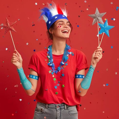 Patriotic Hairy Headband for 4th of July Accessories, 4th of July Headband Independence Day Celebrations Patriotic Party Costume Headband in Saudi Arabia
