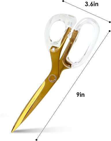 Clear Acrylic Handle Gold 9-Inch Scissors for Office and Home Use, Office Supplies and Accessories in Saudi Arabia