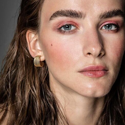 Cossa أقراط الذهب 14K أقراط الذهب الأطواق مكتنزة هوب أقراط C على شكل 14K أقراط الذهب سميكة أقراط طارة ذهب 20 مللي متر * 11 مللي متر in Kuwait