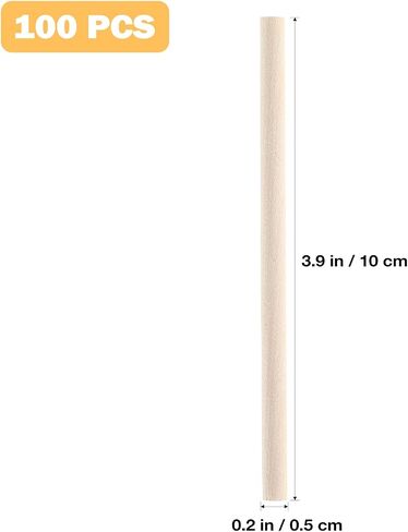 TOYANDONA 100pcs Wooden Dowel Rods, 4 x 1/5 Inch Unfinished Natural Wood Dowel Sticks for Crafts and DIY in Saudi Arabia