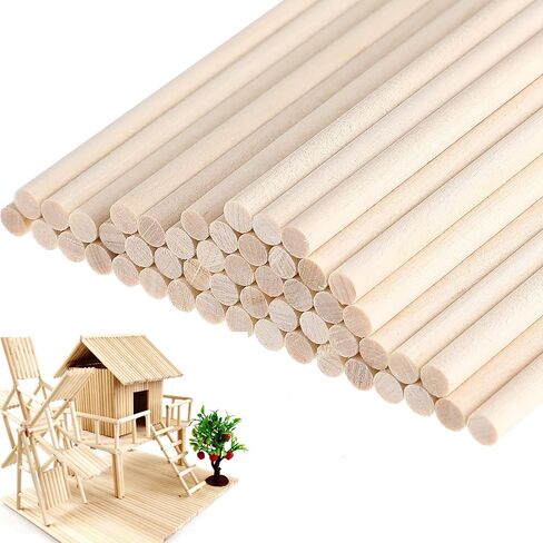 TOYANDONA 100pcs Wooden Dowel Rods, 4 x 1/5 Inch Unfinished Natural Wood Dowel Sticks for Crafts and DIY in Saudi Arabia