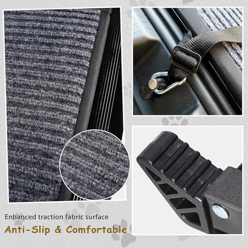 منحدر للكلاب للشاحنة، منحدر للكلاب مقاس 67 بوصة للسيارة وسيارات الدفع الرباعي والشاحنات، سلالم محمولة قابلة للطي للحيوانات الأليفة مع سطح سجادة غير قابلة للانزلاق، منحدر للكلاب في السيارة يصل إلى 250 رطل، سلالم للكلاب الكبيرة جدًا، إطار من الألومنيوم خفيف in Kuwait