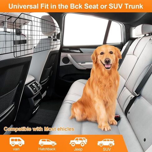 MBR&MBS Dog Barrier for SUVs & Van Vehicles Trucks Adjustable Large Pet Car Gate Universal-Fit Divider Cargo Area Dogs Car Accessories Safety Travel Heavy-Duty Wire Mesh Dog Car Guard in Saudi Arabia