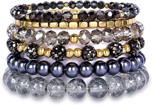 Bohemian Bead Bracelet Multi-Layer Glass Beads Alloy Crystal Summer Beach Jewelry Gifts for Women Girls in Kuwait