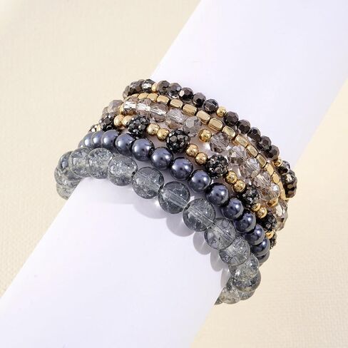 Bohemian Bead Bracelet Multi-Layer Glass Beads Alloy Crystal Summer Beach Jewelry Gifts for Women Girls in Kuwait