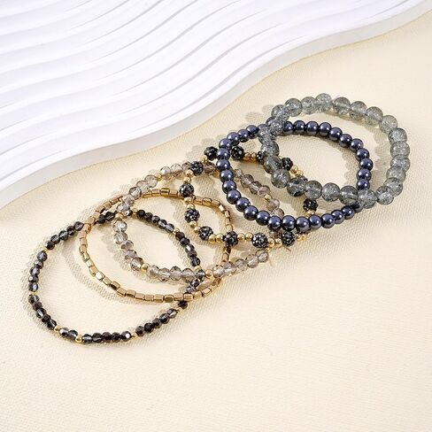 Bohemian Bead Bracelet Multi-Layer Glass Beads Alloy Crystal Summer Beach Jewelry Gifts for Women Girls in Kuwait