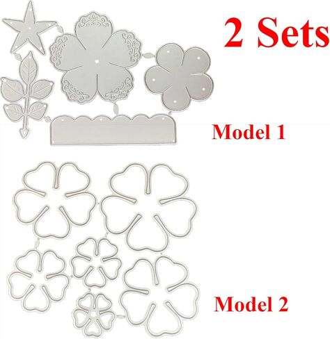 قوالب الزهور لصنع البطاقات - عبوة من قطعتين من قوالب القصاصات المعدنية على شكل وردة وطبقات للفنانين، قوالب استنسل لألبوم القصاصات الورقية المزخرفة DIY in Kuwait
