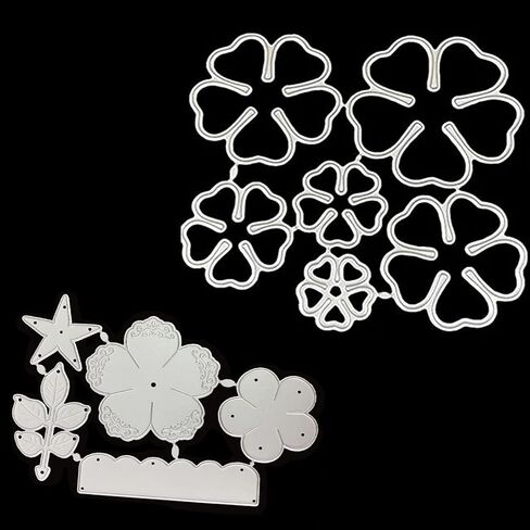 قوالب الزهور لصنع البطاقات - عبوة من قطعتين من قوالب القصاصات المعدنية على شكل وردة وطبقات للفنانين، قوالب استنسل لألبوم القصاصات الورقية المزخرفة DIY in Kuwait