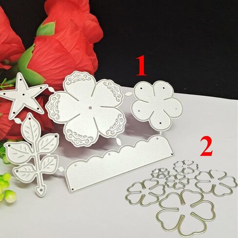 قوالب الزهور لصنع البطاقات - عبوة من قطعتين من قوالب القصاصات المعدنية على شكل وردة وطبقات للفنانين، قوالب استنسل لألبوم القصاصات الورقية المزخرفة DIY in Kuwait