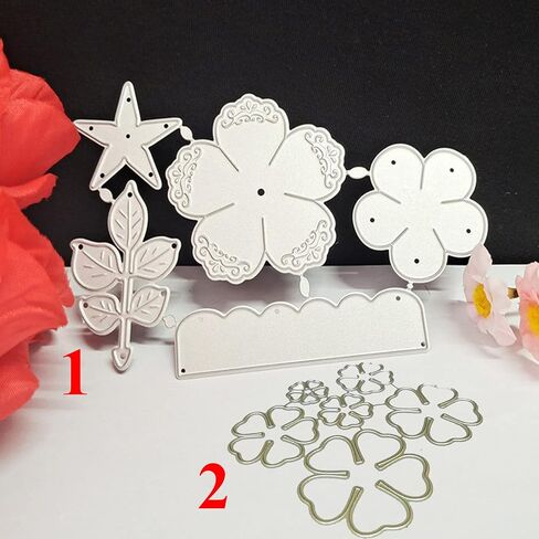 قوالب الزهور لصنع البطاقات - عبوة من قطعتين من قوالب القصاصات المعدنية على شكل وردة وطبقات للفنانين، قوالب استنسل لألبوم القصاصات الورقية المزخرفة DIY in Kuwait