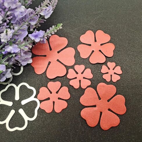 قوالب الزهور لصنع البطاقات - عبوة من قطعتين من قوالب القصاصات المعدنية على شكل وردة وطبقات للفنانين، قوالب استنسل لألبوم القصاصات الورقية المزخرفة DIY in Kuwait