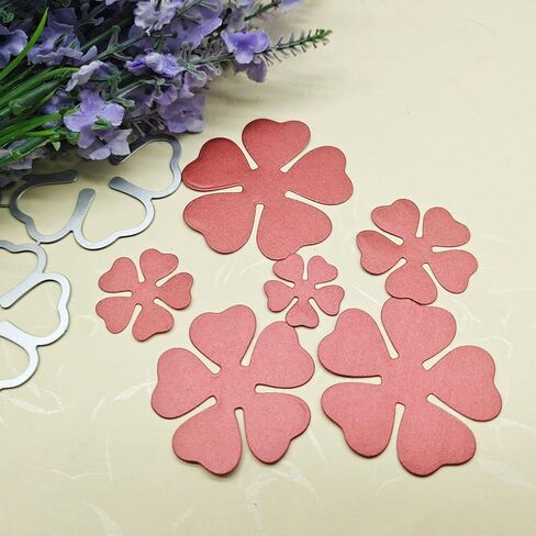 قوالب الزهور لصنع البطاقات - عبوة من قطعتين من قوالب القصاصات المعدنية على شكل وردة وطبقات للفنانين، قوالب استنسل لألبوم القصاصات الورقية المزخرفة DIY in Kuwait