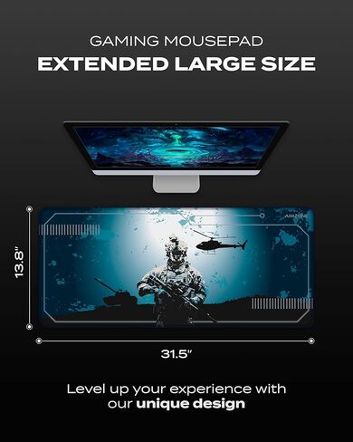 Aimzone Gaming Mouse Pad, Large Mousepad for Gamers, Large Keyboard Pad, Laser and Optical Mice, Micro-Weave with Stitched Edges, Extended Desk Pad, (31.5X13.8In), Non-Slip Rubber Base, Whole Desk Mat in Kuwait