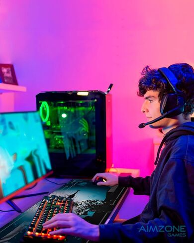 Aimzone Gaming Mouse Pad, Large Mousepad for Gamers, Large Keyboard Pad, Laser and Optical Mice, Micro-Weave with Stitched Edges, Extended Desk Pad, (31.5X13.8In), Non-Slip Rubber Base, Whole Desk Mat in Kuwait