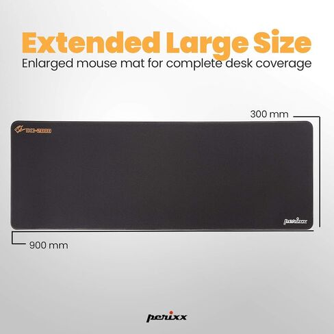 لوحة ماوس الألعاب Perixx DX-2000 M - حافة مخيطة طاردة للماء - أسود - مقاس M 9.84x8.27x0.2 بوصة in Saudi Arabia