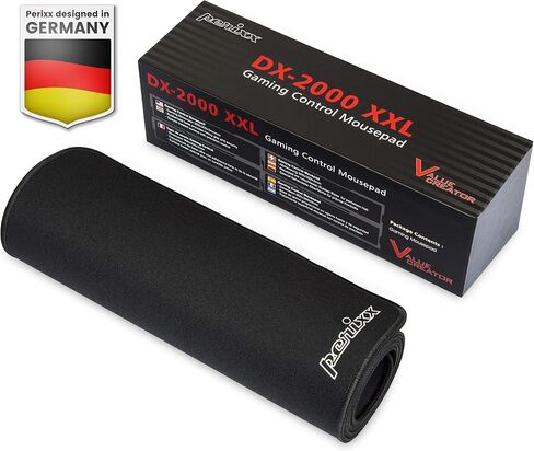 لوحة ماوس الألعاب Perixx DX-2000 M - حافة مخيطة طاردة للماء - أسود - مقاس M 9.84x8.27x0.2 بوصة in Saudi Arabia