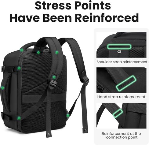 حقائب Omnpak Cabin مقاس 16 × 10 × 8 بوصة (40 × 25 × 20 سم) لـ Ryanair، حقيبة ظهر للأغراض الشخصية، حقائب حمل تحت المقعد، حقائب ظهر للسفر بحجم المقصورة، حقائب ظهر معاد تدويرها صديقة للبيئة من PET 20 لتر in Kuwait