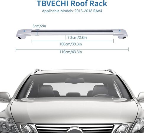 حامل سقف TBVECHI، قضبان متقاطعة لسقف السيارة قابلة للقفل تناسب RAV4 2013-2018، قضبان متقاطعة من الألومنيوم لحقيبة حمل البضائع والأمتعة وقوارب الكاياك والدراجة على الجليد وألواح التزلج in Kuwait