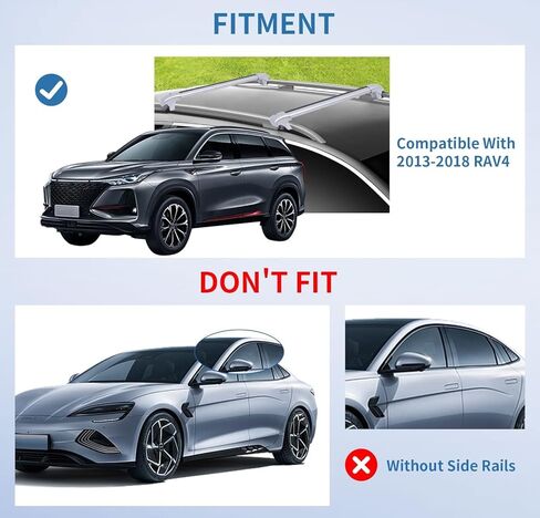 حامل سقف TBVECHI، قضبان متقاطعة لسقف السيارة قابلة للقفل تناسب RAV4 2013-2018، قضبان متقاطعة من الألومنيوم لحقيبة حمل البضائع والأمتعة وقوارب الكاياك والدراجة على الجليد وألواح التزلج in Kuwait