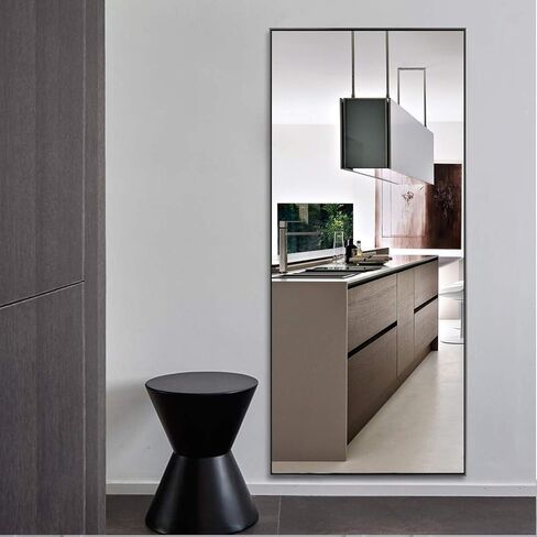 Natsukage 47''x22'' Wall Mirror Full Length Wall-Mounted Hanging Black Bathroom for Rectangular Bedroom Living Room Horizontal/Vertical Aluminum Alloy Frame (A-MR01051-N-USAM022-vc) in Saudi Arabia
