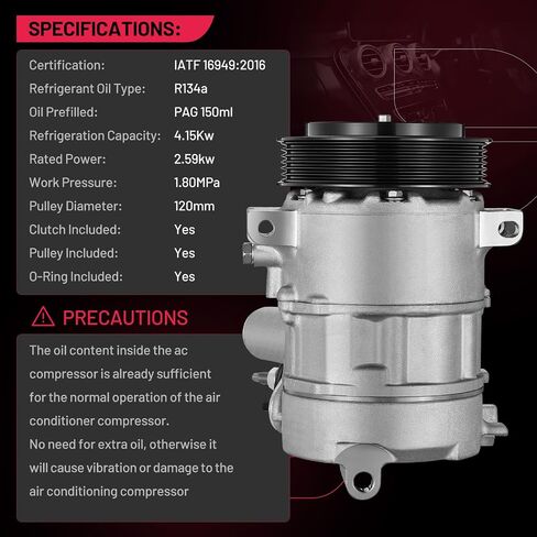 ضاغط تيار متردد BDFHYK مع قابض متوافق مع Jeep Compass Patriot 2.0L 2.4L 2009 2010 2011 2012 2013 2014 2015 2016 2017، لـ Dodge Caliber 2.0L 2.4L 2009 2011 2012، ضاغط مكيف الهواء CO 30011C 15 7388 in Saudi Arabia