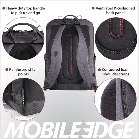 Mobile Edge 23L Backpack for Men and Women, Designed for and Compatible with Alienware M15, M17 Gaming Laptops, Gray/Black, 15"-17" in Saudi Arabia