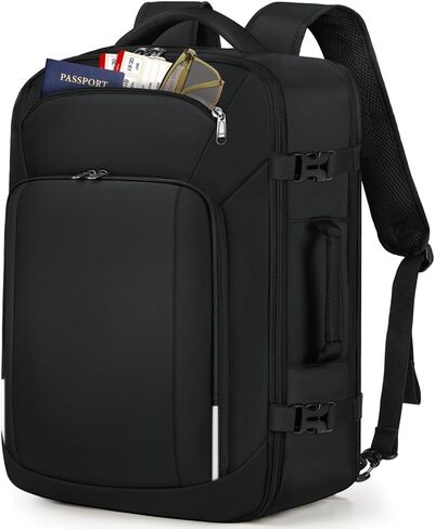 RAINSMORE Travel Backpack for Men Women 40L Carry On Backpack Airline Approved 17 Inch Large Laptop Backpack Waterproof Luggage Computer Daypack Business College Weekender Overnight Backpack Black in Saudi Arabia