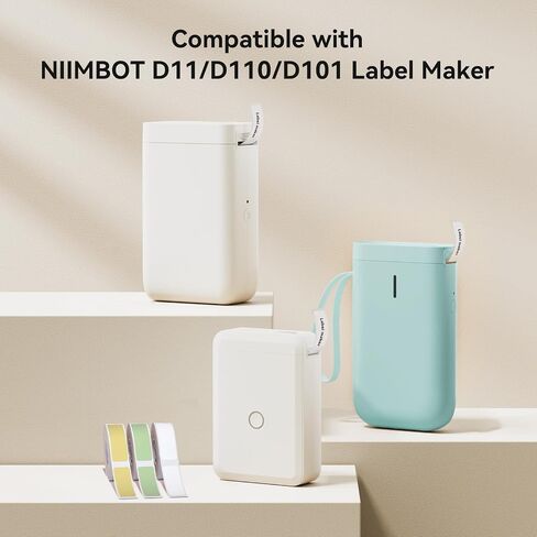 NIIMBOT 6 Rolls Cable Labels Maker Tape for D11/D110/D101 Label Maker, 0.49'' x 4.29'' -65 Tapes/Roll, Thermal Label Tape for Home Office Labeling Tape Replacement (White Yellow Blue) in Saudi Arabia