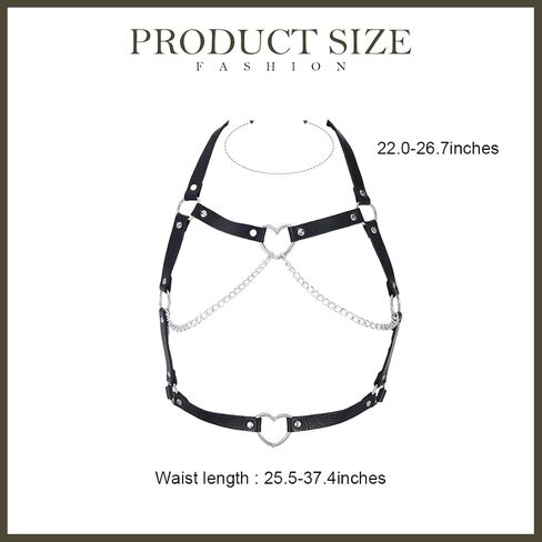 Asooll Punk جلد الجسم سلسلة سوداء القوطية حزام الخصر حزام الأزياء جلدية الجسم مجوهرات الشاطئ بيكيني حزب الهذيان الجلود الجسم اكسسوارات مجوهرات للنساء والفتيات in Kuwait