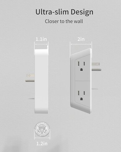 منفذ حائط متعدد المقابس، موسع منفذ مع 6 منافذ 3 منافذ USB (1 USB C)، مقسم مخرج مع حامل هاتف، محول كهربائي مثبت على الحائط للمنزل والمدرسة والمكتب، أبيض in Kuwait