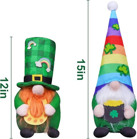 هدايا عيد القديس باتريك زينة جنوم قطعتين، مزرعة قطيفة تومتي سويدية إسكندنافية يوم القديس باتريك ديكور قوس قزح نيس لديكور المنزل في عطلة جنوم in Kuwait