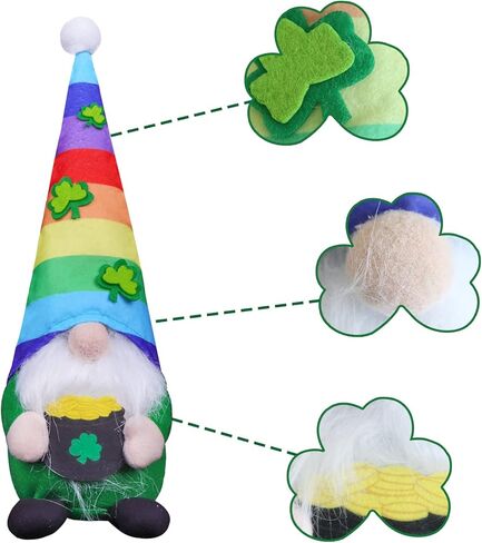 هدايا عيد القديس باتريك زينة جنوم قطعتين، مزرعة قطيفة تومتي سويدية إسكندنافية يوم القديس باتريك ديكور قوس قزح نيس لديكور المنزل في عطلة جنوم in Kuwait