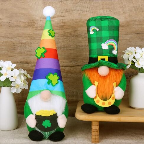هدايا عيد القديس باتريك زينة جنوم قطعتين، مزرعة قطيفة تومتي سويدية إسكندنافية يوم القديس باتريك ديكور قوس قزح نيس لديكور المنزل في عطلة جنوم in Kuwait