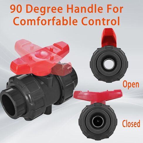 صمام كروي اتحادي PVC كامل المنفذ، 2 بوصة (DN50) صمام كروي كامل التدفق True Union، حلقة دائرية ASTM EPDM، تصنيف 200 رطل لكل بوصة مربعة، صمام كروي PVC مع منفذ كامل بمقبس منزلق، لمختلف أنظمة التحكم في المياه in Kuwait