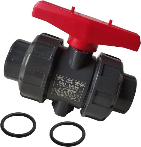 صمام كروي اتحادي PVC كامل المنفذ، 2 بوصة (DN50) صمام كروي كامل التدفق True Union، حلقة دائرية ASTM EPDM، تصنيف 200 رطل لكل بوصة مربعة، صمام كروي PVC مع منفذ كامل بمقبس منزلق، لمختلف أنظمة التحكم في المياه in Kuwait