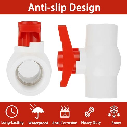 10 Pcs 1 Inch PVC Ball Valve, Shut off Ball Valve with Easy to Rotate and Red T Handle for Cold Water Supply Lines, Irrigation Pipe Fitting System, Schedule 40 x Solvent, Rated at 150 PSI in Kuwait